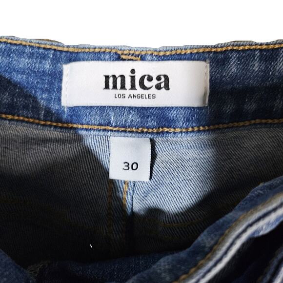 Mica Los Angeles High Rise Criss Cross Flare Jeans - Picture 7 of 8